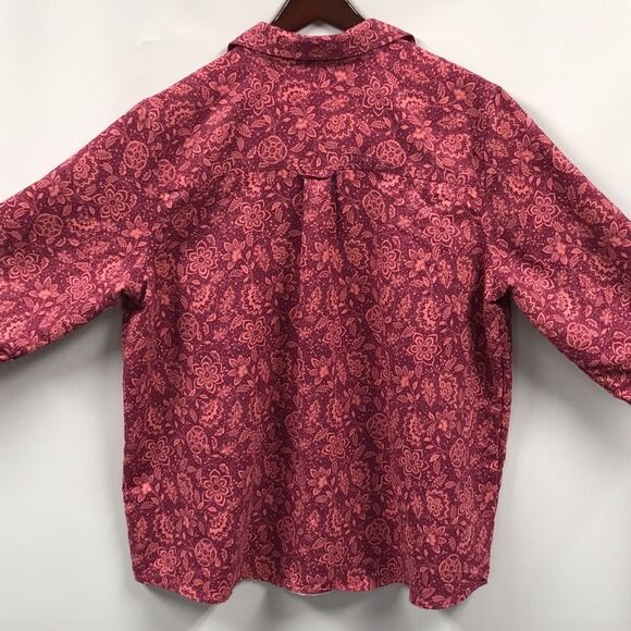 WOMAN WITHIN Long Sleeve Button Up Blouse Plus Sz 1X (22/24) Raspberry Pink Top - Picture 6 of 9